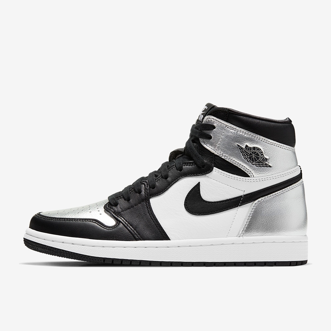 Womens Air Jordan 1 High OG Black/Black/Metallic Silver/White