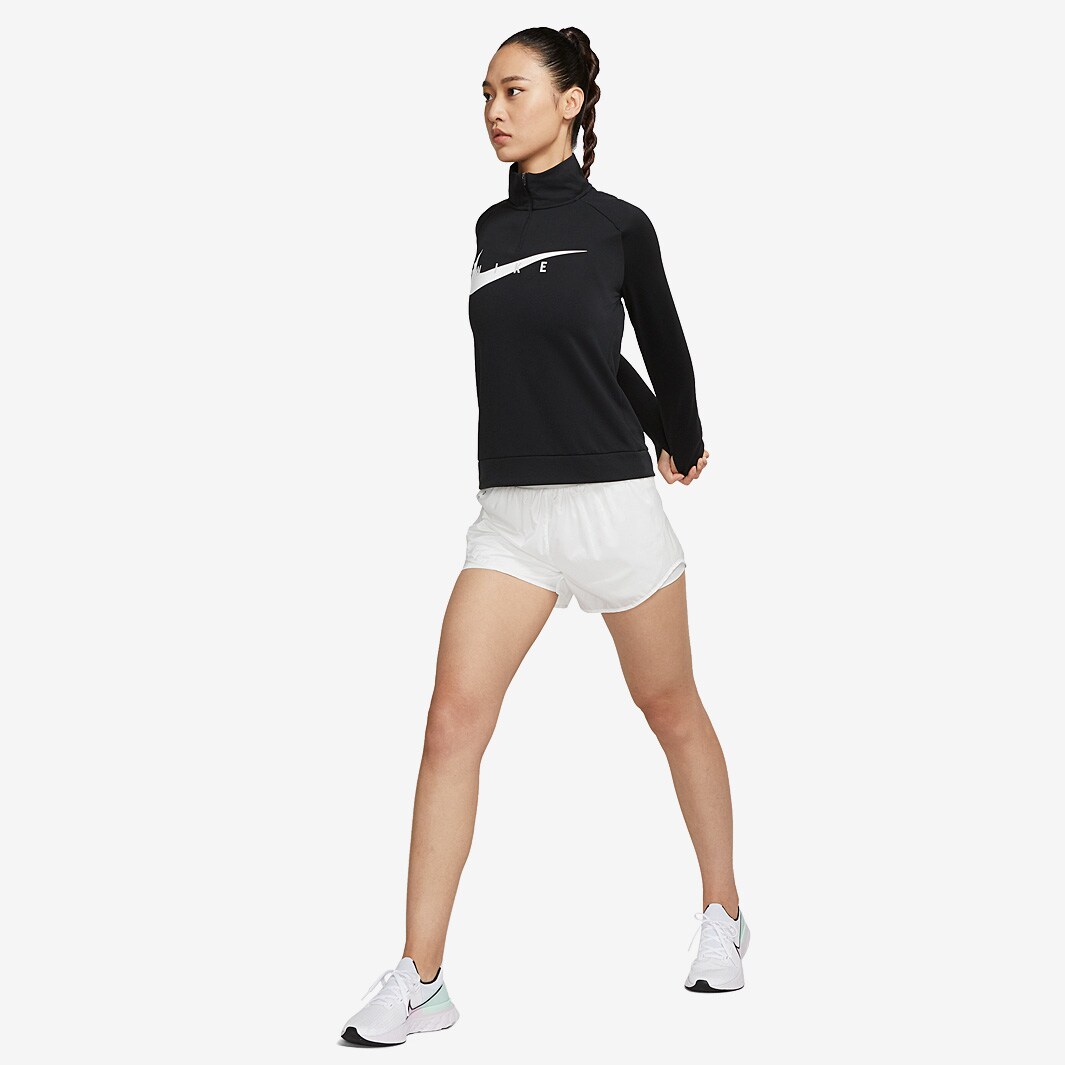 Nike Womens Swoosh Run Half Zip Midlayer Black/White Womens Clothing