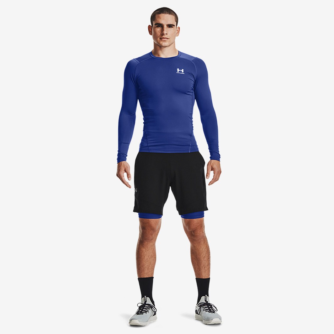 Under Armour Heat Gear Compression Shorts Royal/White Mens Base Layer