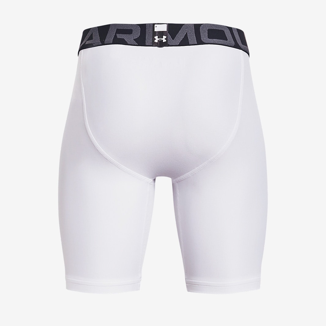 Under Armour Heat Gear Long Shorts - White/Black - Mens Base Layer