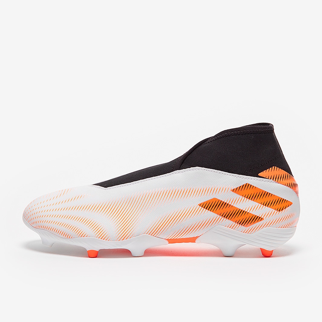 adidas Nemeziz.3 Laceless FG White Screaming Orange Core Black Mens Boots Pro Direct Soccer