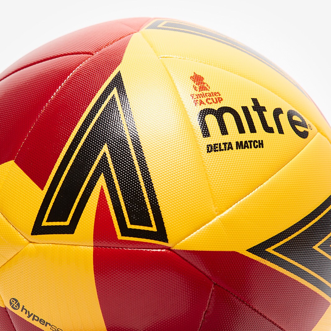 Mitre Delta Match FA Cup Ball - Yellow/FA Cup Red/Red - Footballs