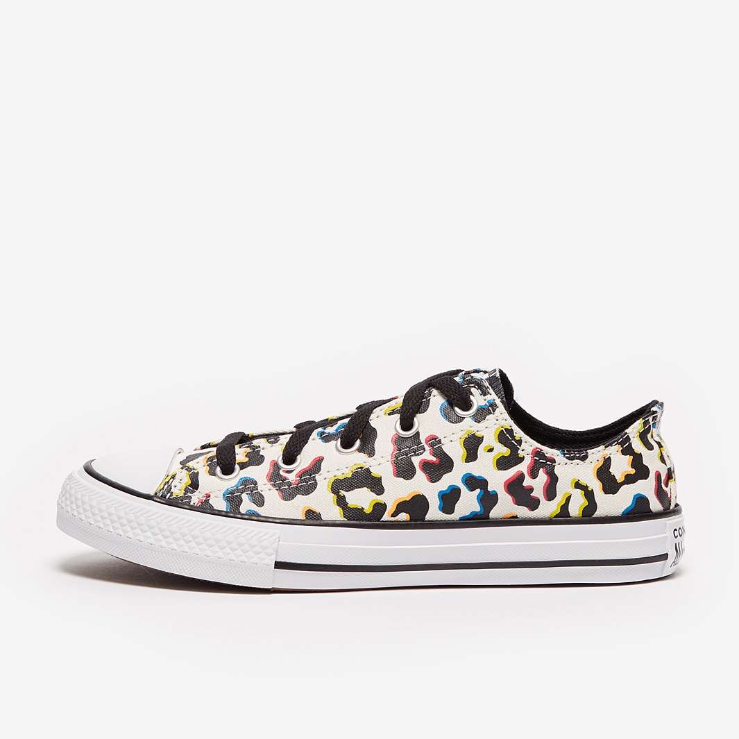 Converse Girls Chuck Taylor All Star Leopard Print Egret Black Prime Pink Trainers Girls Shoes