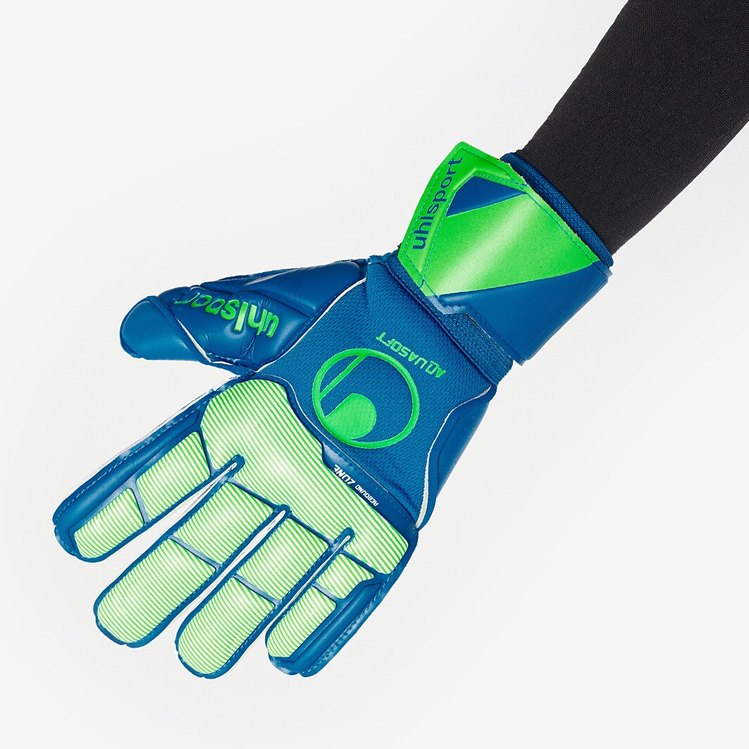 Uhlsport Aquasoft Pacific Blue/Fluo Green Mens GK Gloves