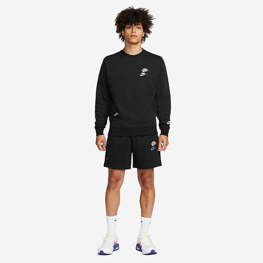 Nike Sportswear Sport Essentials+ Brushed Back Crew Black/Black Tops Mens Clothing