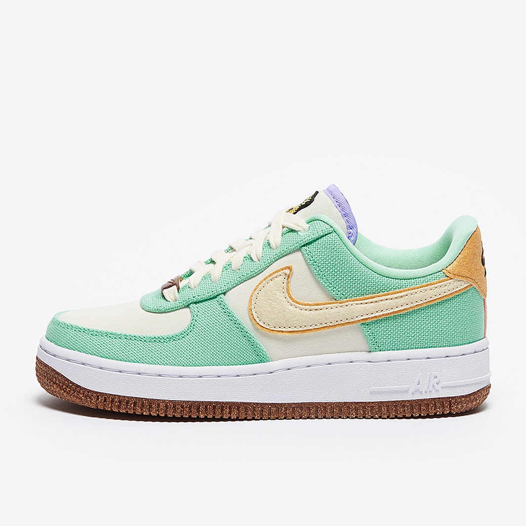 Nike Womens Air Force 1 07 LX - Green Glow/Coconut Milk-Metallic Gold ...