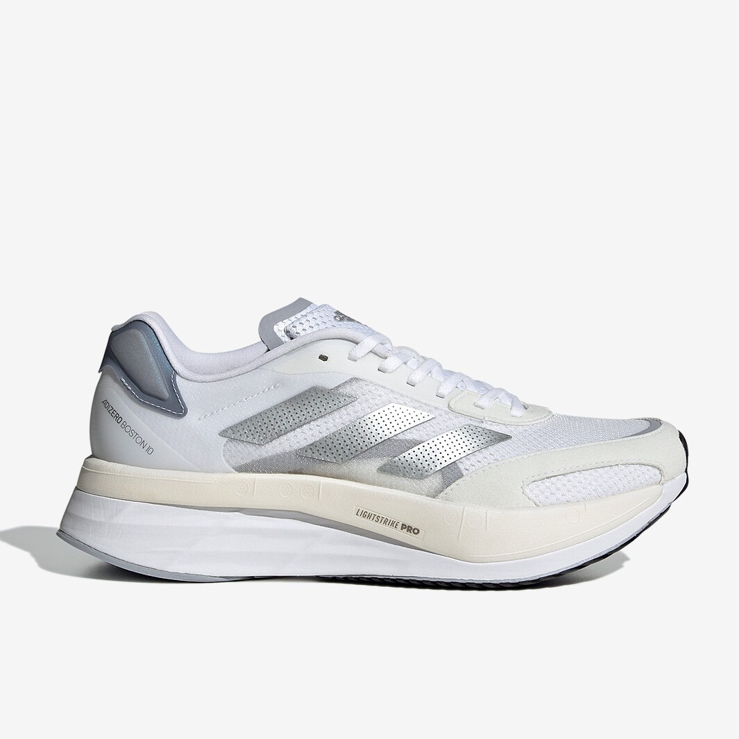 adidas Womens adizero Boston 10 - Ftwr White/Silver Met./Halo Silver ...