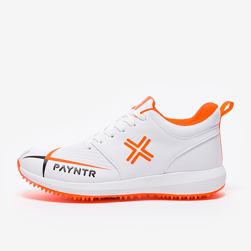 Payntr V Pimple Junior Cricket Shoe White/Orange Boys Shoes