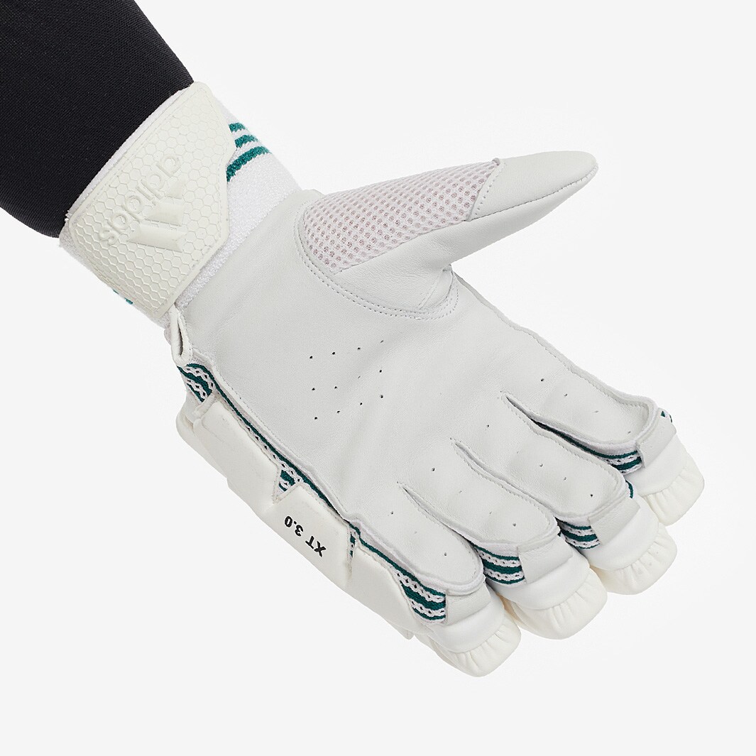 adidas XT 3.0 RH Junior Batting Gloves White/Teal Junior Batting Equipment