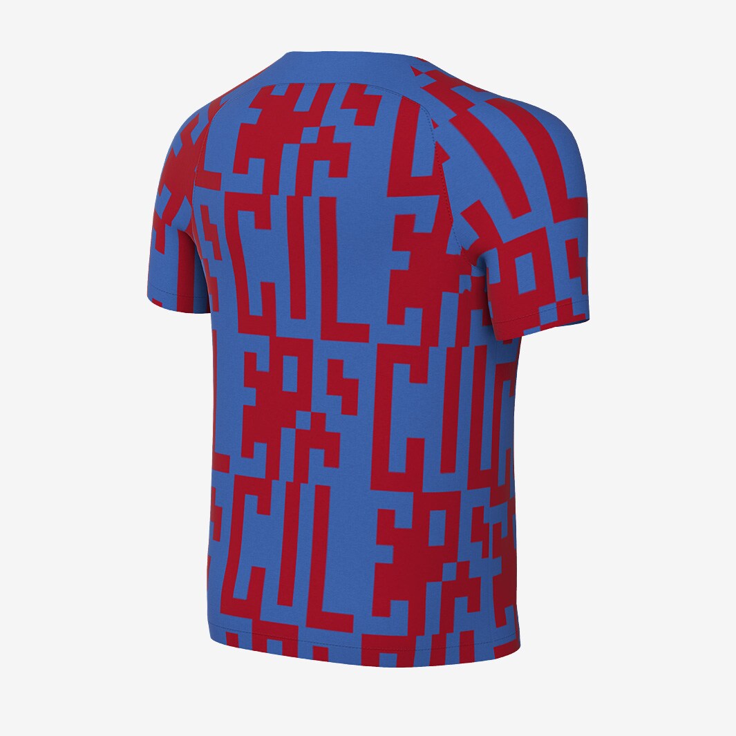 Nike FC Barcelona 22/23 Kids Pre Match SS Top - Signal Blue/Signal Blue ...