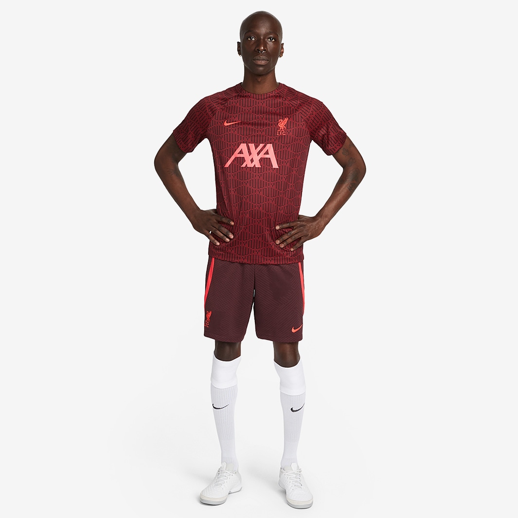 Nike Liverpool 22/23 Pre Match SS Top - Tough Red/Burgundy Crush/Siren Red  - Mens Replica