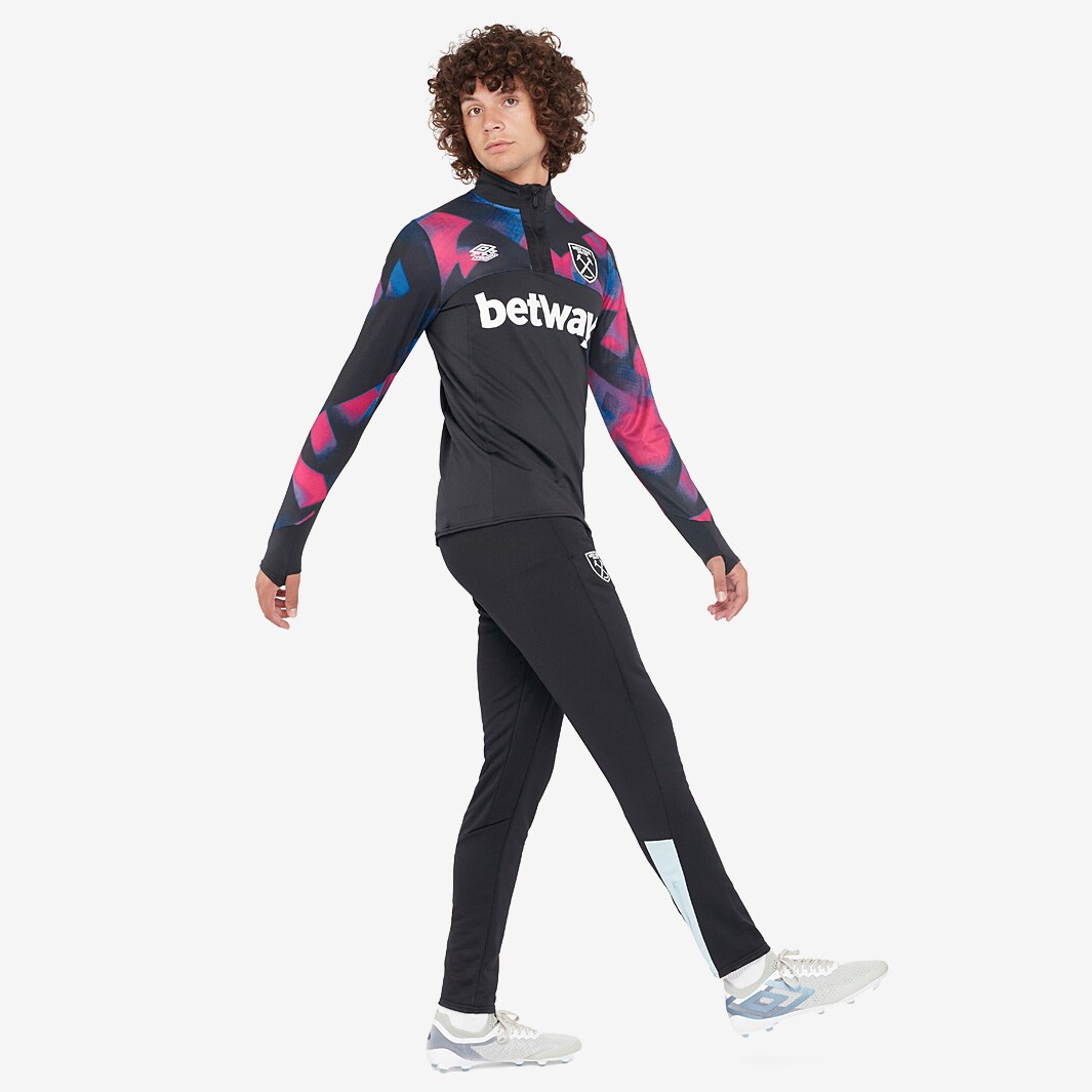 Umbro West Ham Warm Up 1/4 Zip Top - Black/Beetroot Purple