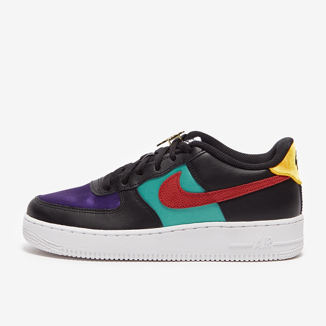  Nike Boy's Air Force 1 LV8 EMB (Big Kid) Black/Gym Red/Washed  Teal/Court Purple 4 Big Kid M