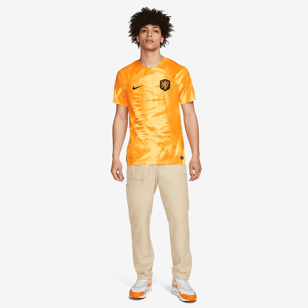 Nike Netherlands 22/23 Dri-Fit SS Home Shirt Laser Orange/Black Mens  Replica