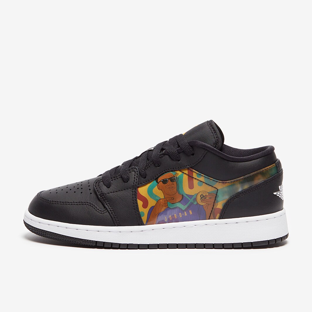 Air Jordan 1 Low Older Kids (GS) Black/New Emerald/Taxi/Dark Concord Boys Shoes ProDirect