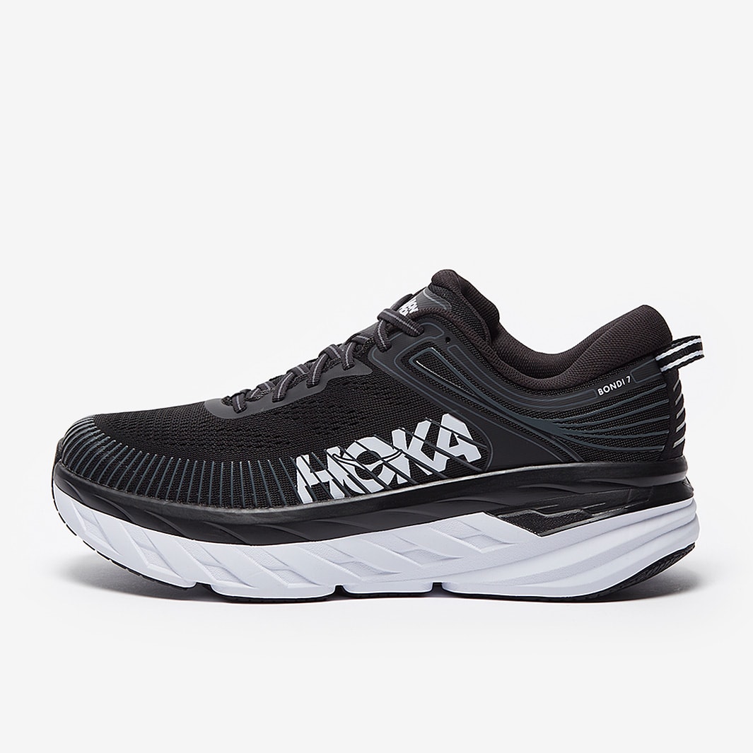 Hoka Mens Bondi 7 - Black/White - Trainers - Mens Shoes | Pro:Direct ...