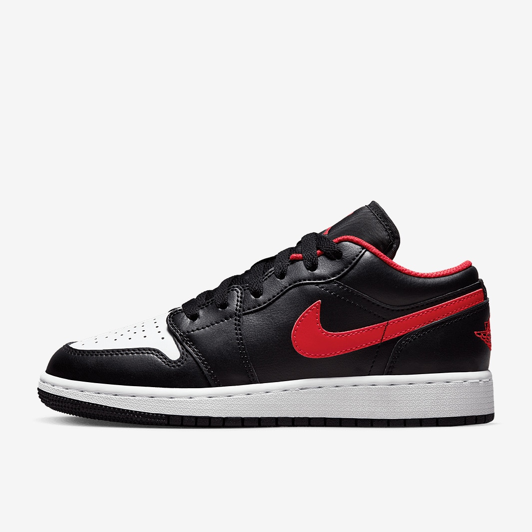 Air Jordan 1 Low Older Kids (GS) - Black/Fire Red/White - Boys Shoes ...