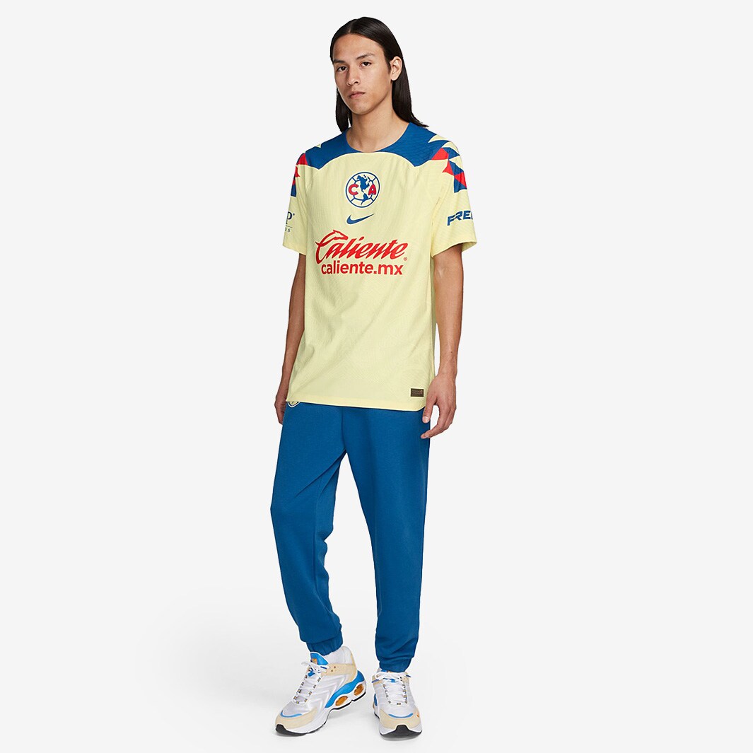 Nike Club America Authentic Custom Name Match Home Jersey w/ Liga MX Patch 23/24 (Lemon Chiffon/Blue Jay) Size XL