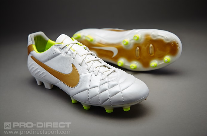 Botas Fútbol - Nike - Tiempo - Legend - IV - FG - Terreno Duro - Blanco - Oro | Pro:Direct Soccer