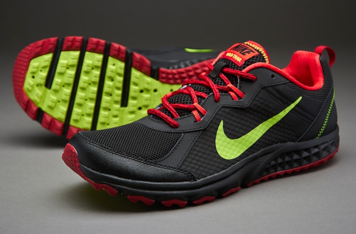 Mens Shoes Nike Wild Trail Black Volt Gym Red Action Red Pro