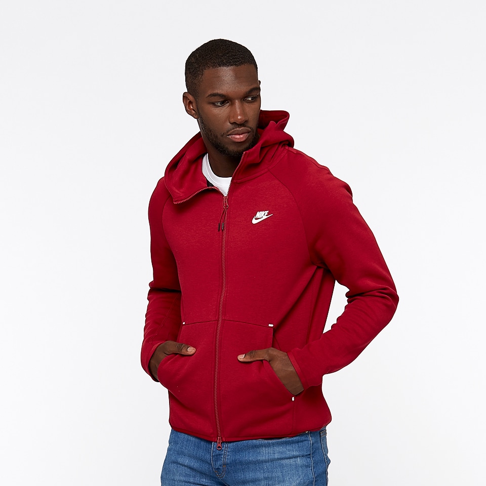 Mens Clothing - Nike Sportswear Tech Fleece Hoodie - Red Crush - 928483 ...