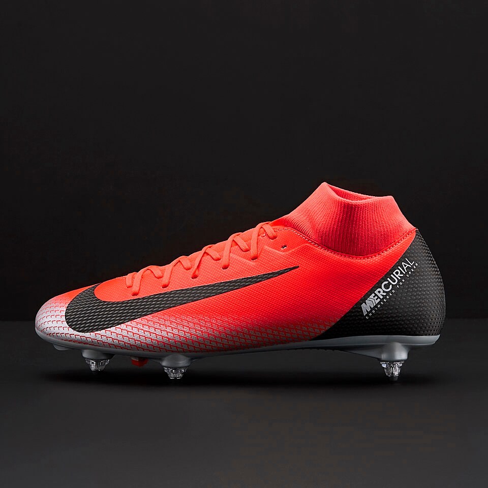 Nike Mercurial Superfly VI Academy CR7 SG Mens Boots Soft Ground Bright Crimson Black Chrome Dark Grey Pro Direct Soccer