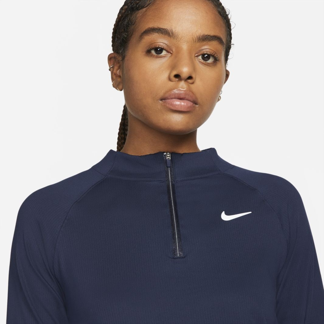 Nike Womens Court Dri-Fit Victory Longsleeve 1/2 Zip Top - Obsidian ...