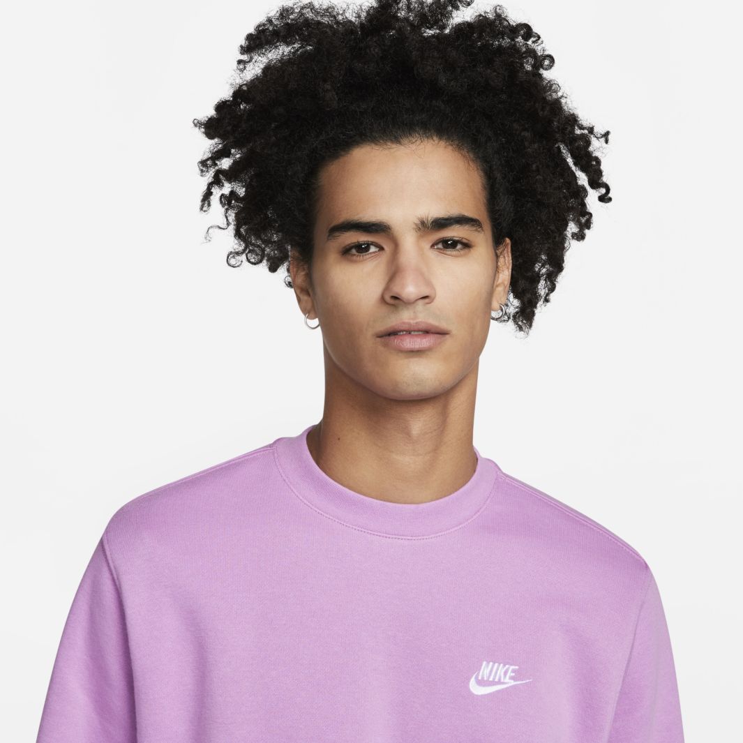 Nike Sportswear Club Crew Sweatshirt Violet Shock/White Mens Clothing ProDirect Soccer