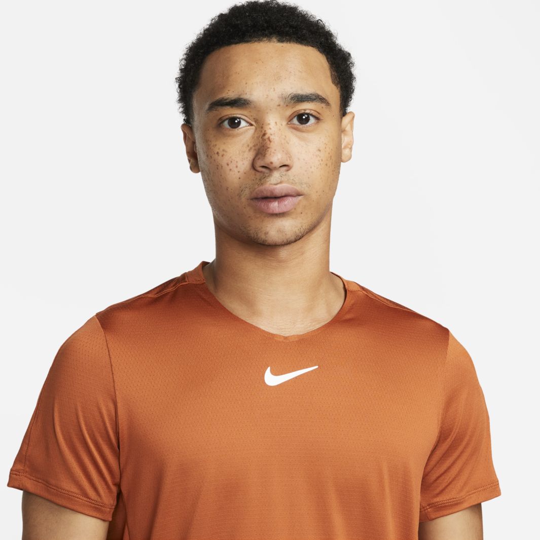 Nike Court DriFIT Advantage Shortsleeve Top Dark Russet/White Mens