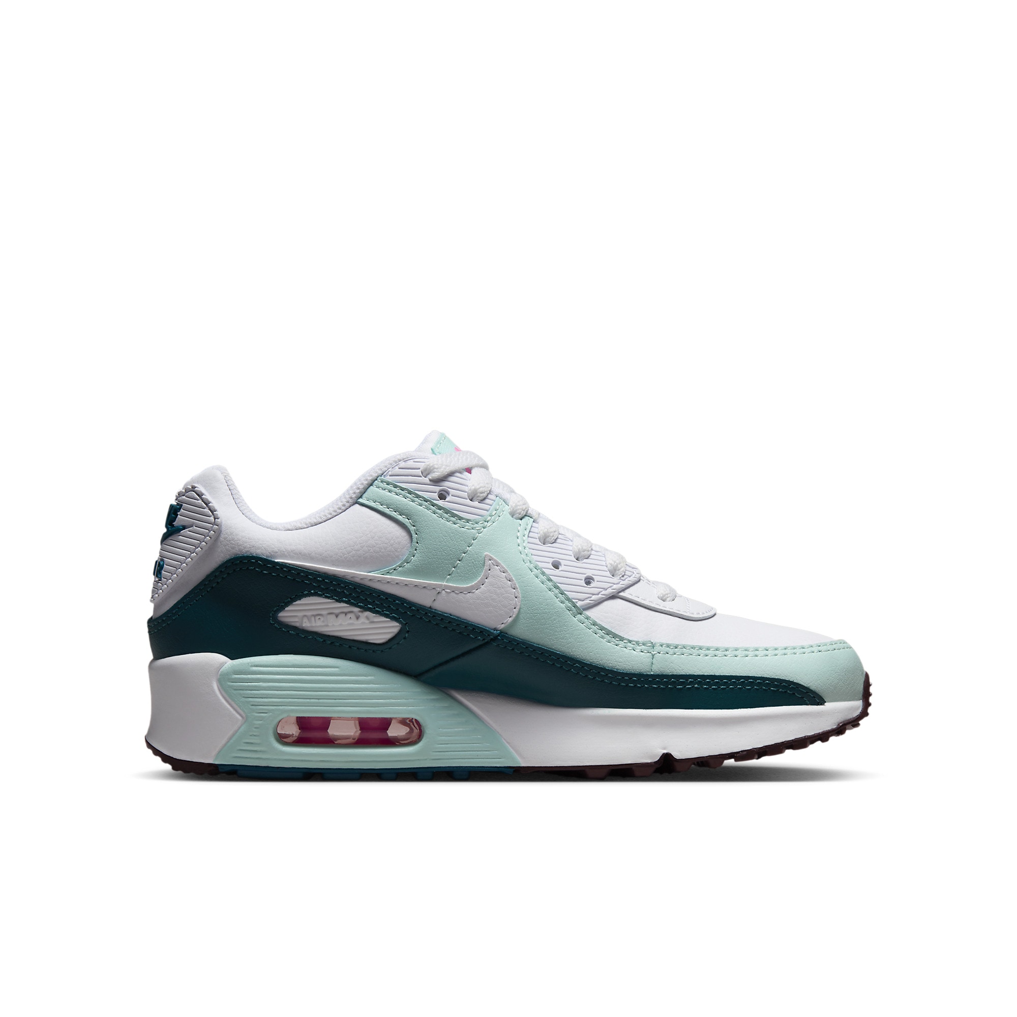 Nike Sportswear Older Kids Air Max 90 LTR GS White Jade Ice Geode Teal Trainers Boys Shoes