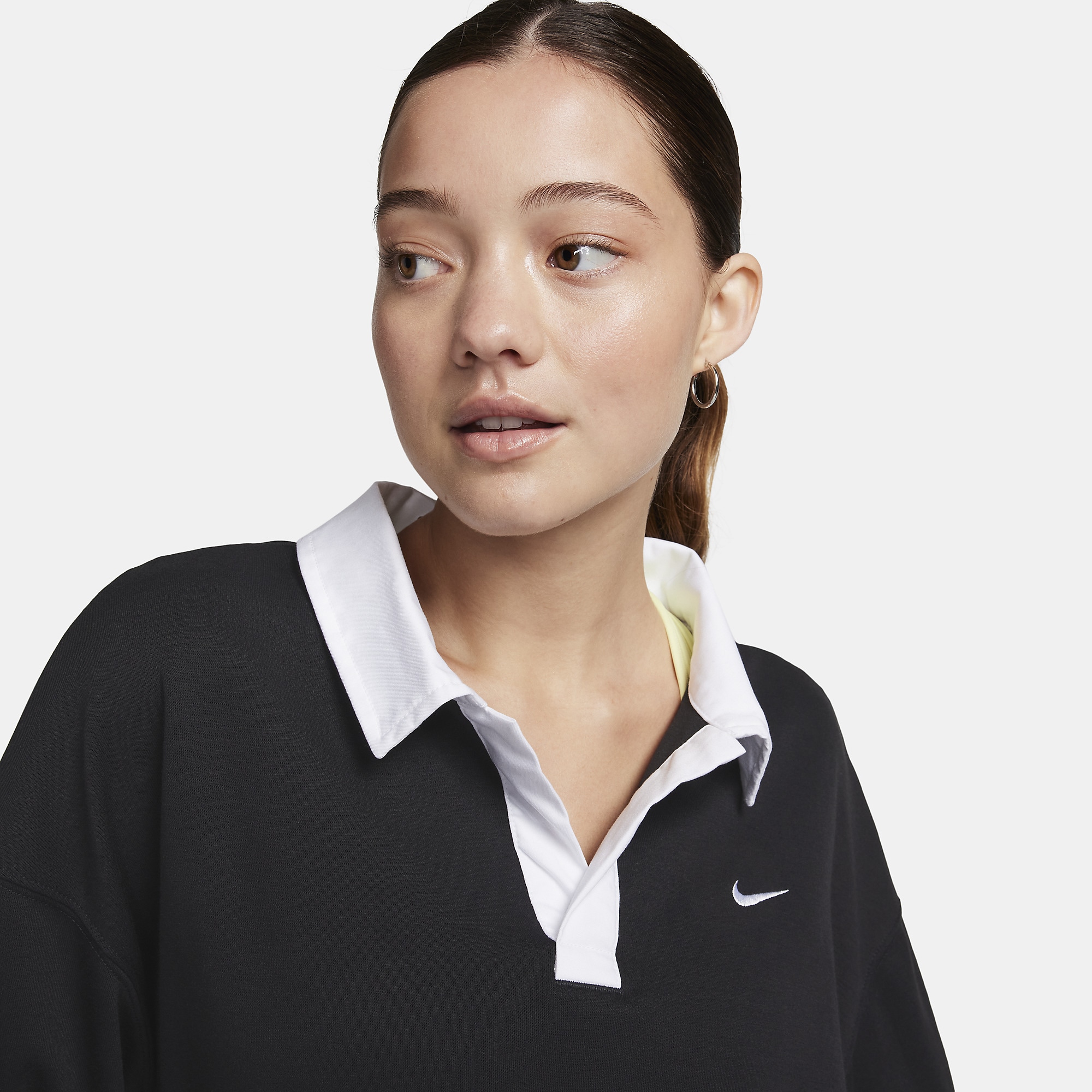 white nike collared shirt