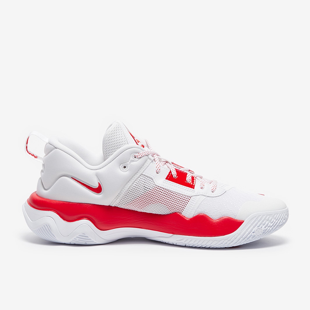 red and white giannis shoes