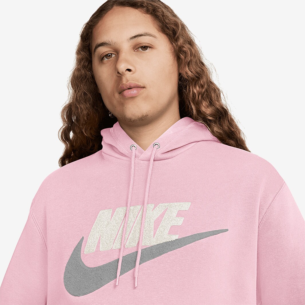 Nike Sportswear Club Fleece Pullover Hoodie Pink Foam Tops Mens Clothing