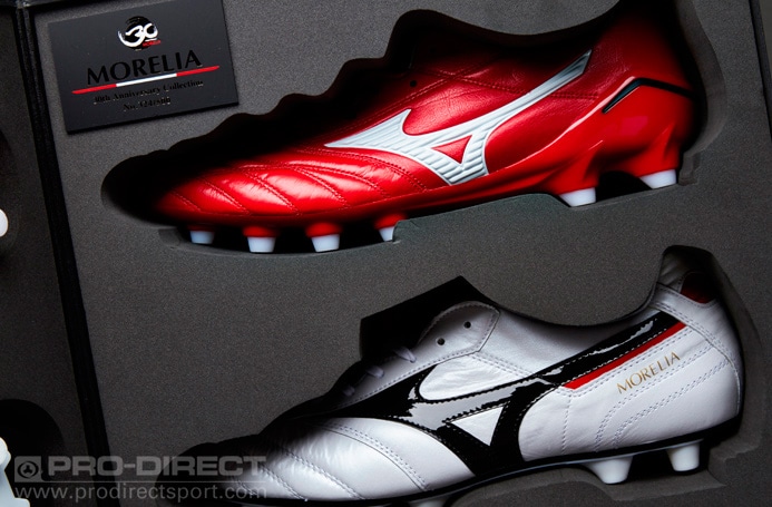 Football Boots Mizuno Morelia 30th Anniversary Collectors Edition Box Soccer Cleats Three Football Boots Pro Direct Soccer