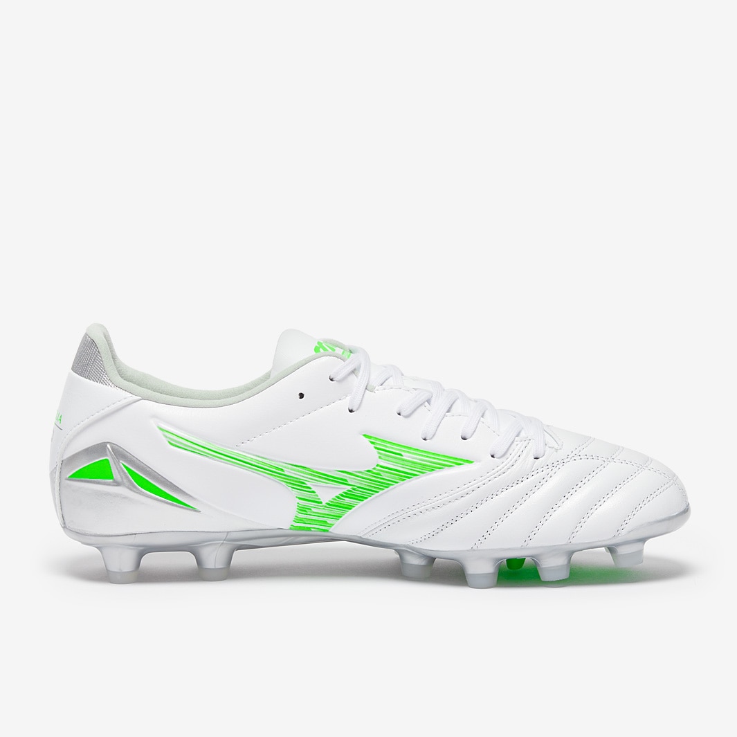 Mizuno Morelia Neo IV Pro Firm Ground - White/Neon Green