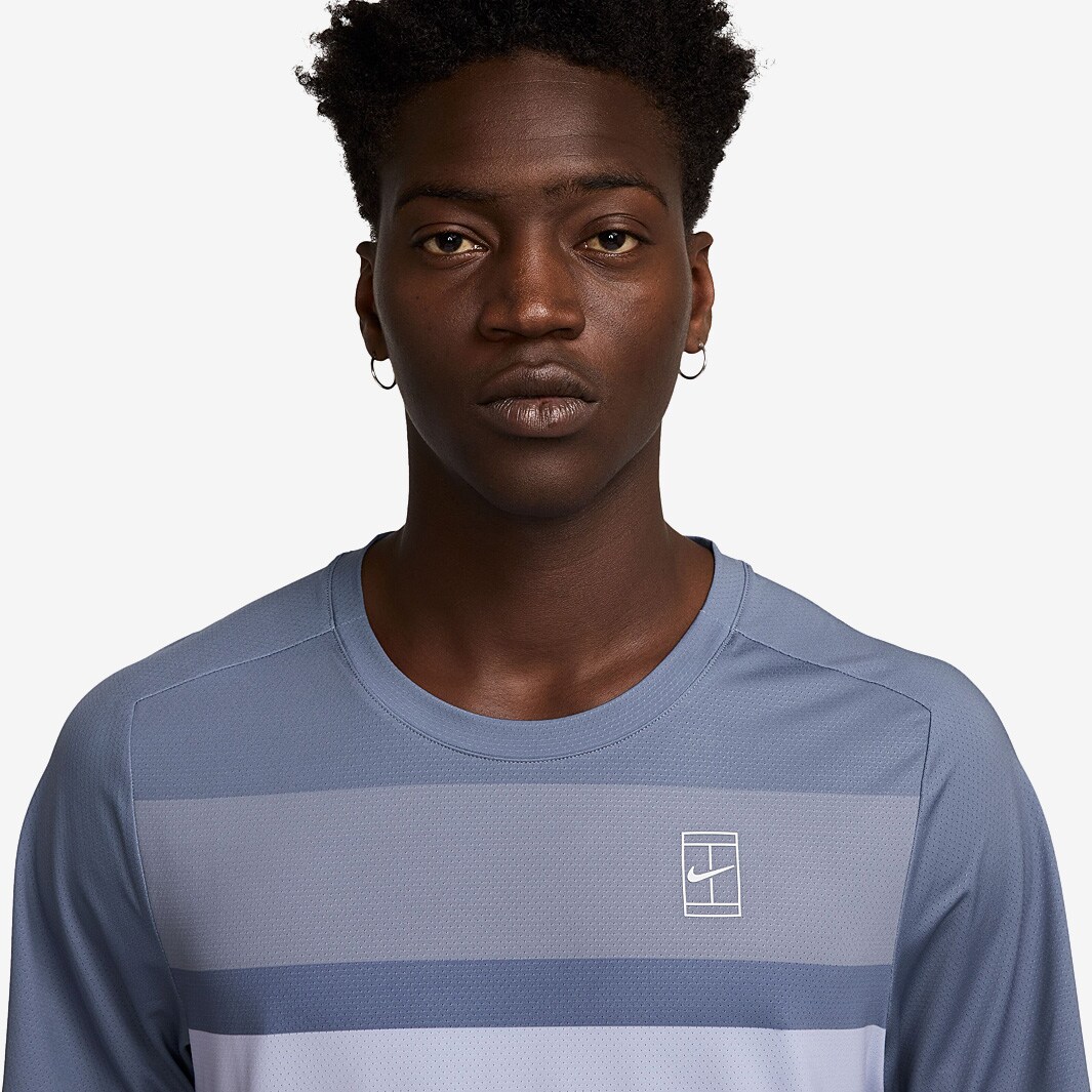 Nike Court Advantage Short Sleeve Tennis Top - World Indigo/White