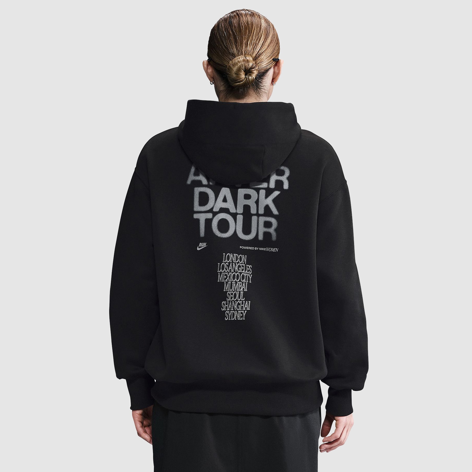nike world tour pack graphic hoodie in black