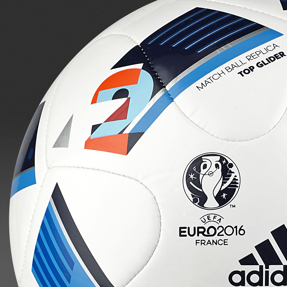 marcador Abultar Hasta adidas Euro 16 Top Glider Ball - Soccer Balls - White/Bright Blue/Night  Indigo 