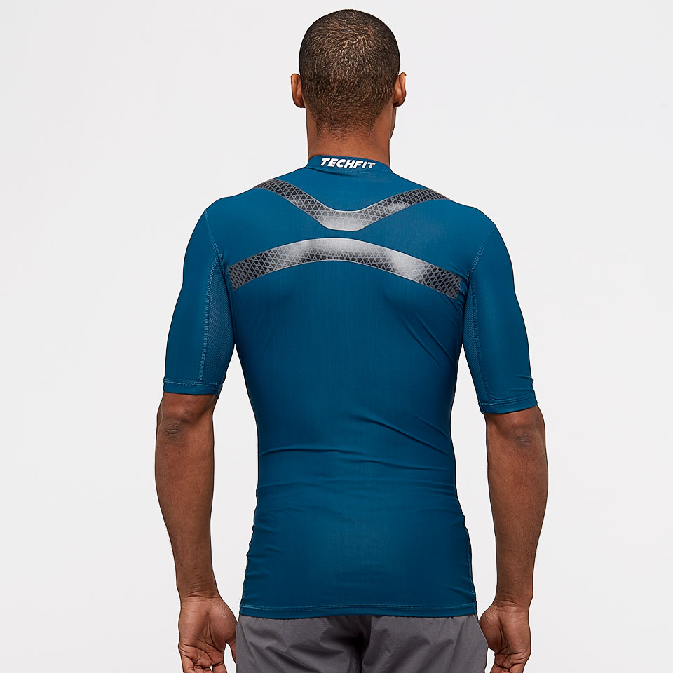 adidas TechFit Power Shortsleeve Top Petrol Night F17 Mens