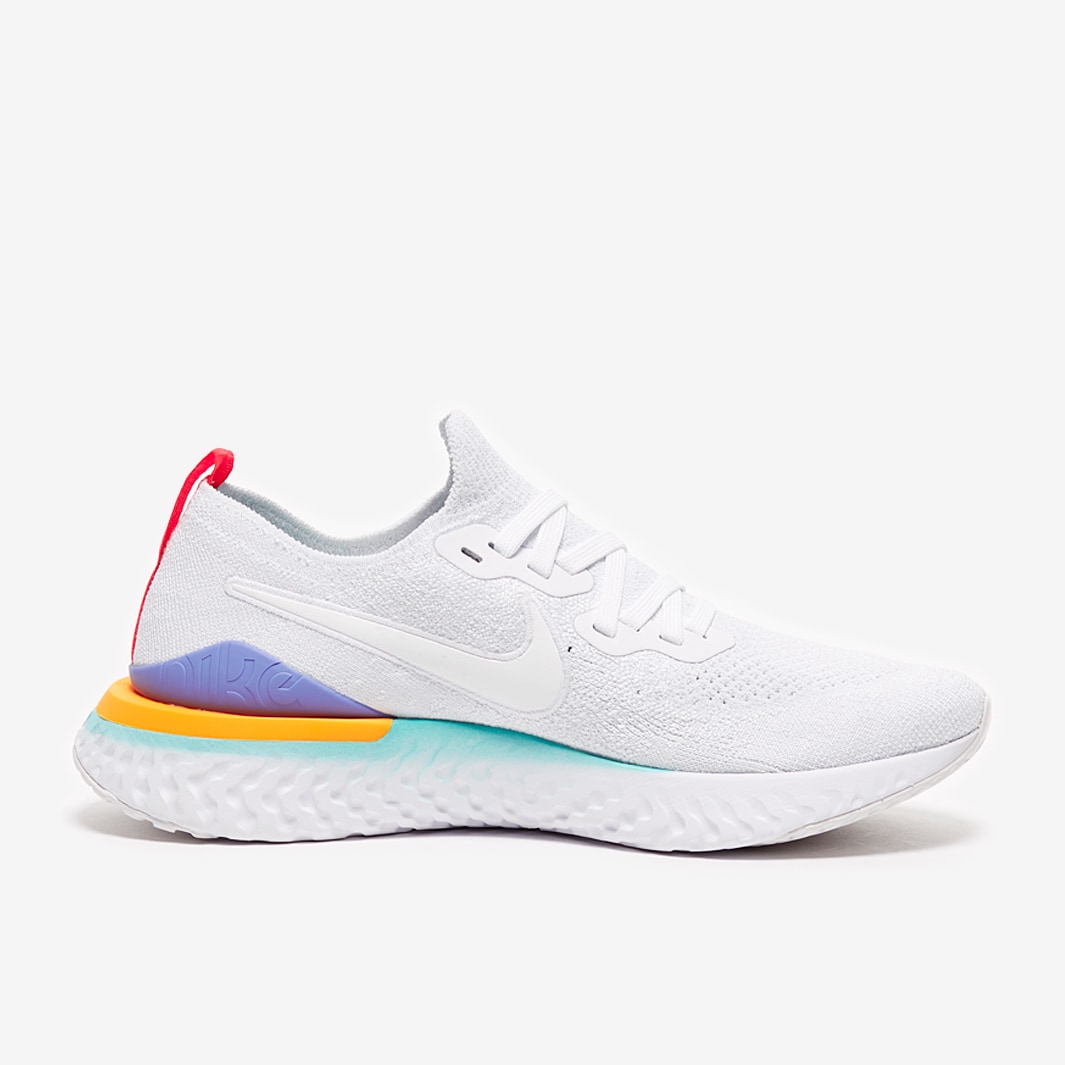 Epic react flyknit 2 white hyper jade ember outlet glow