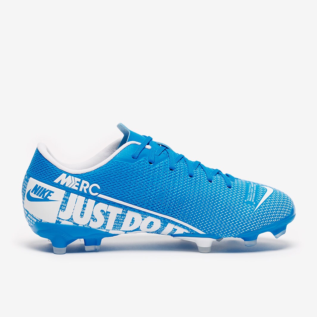 Nike Kids Mercurial Vapor XIII Academy FG MG Blue Hero White Obsidian Firm Ground Junior Soccer Cleats