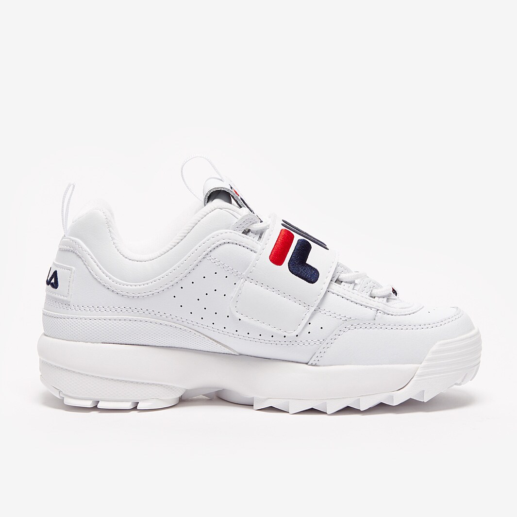 Fila white disruptor strap shop applique trainers