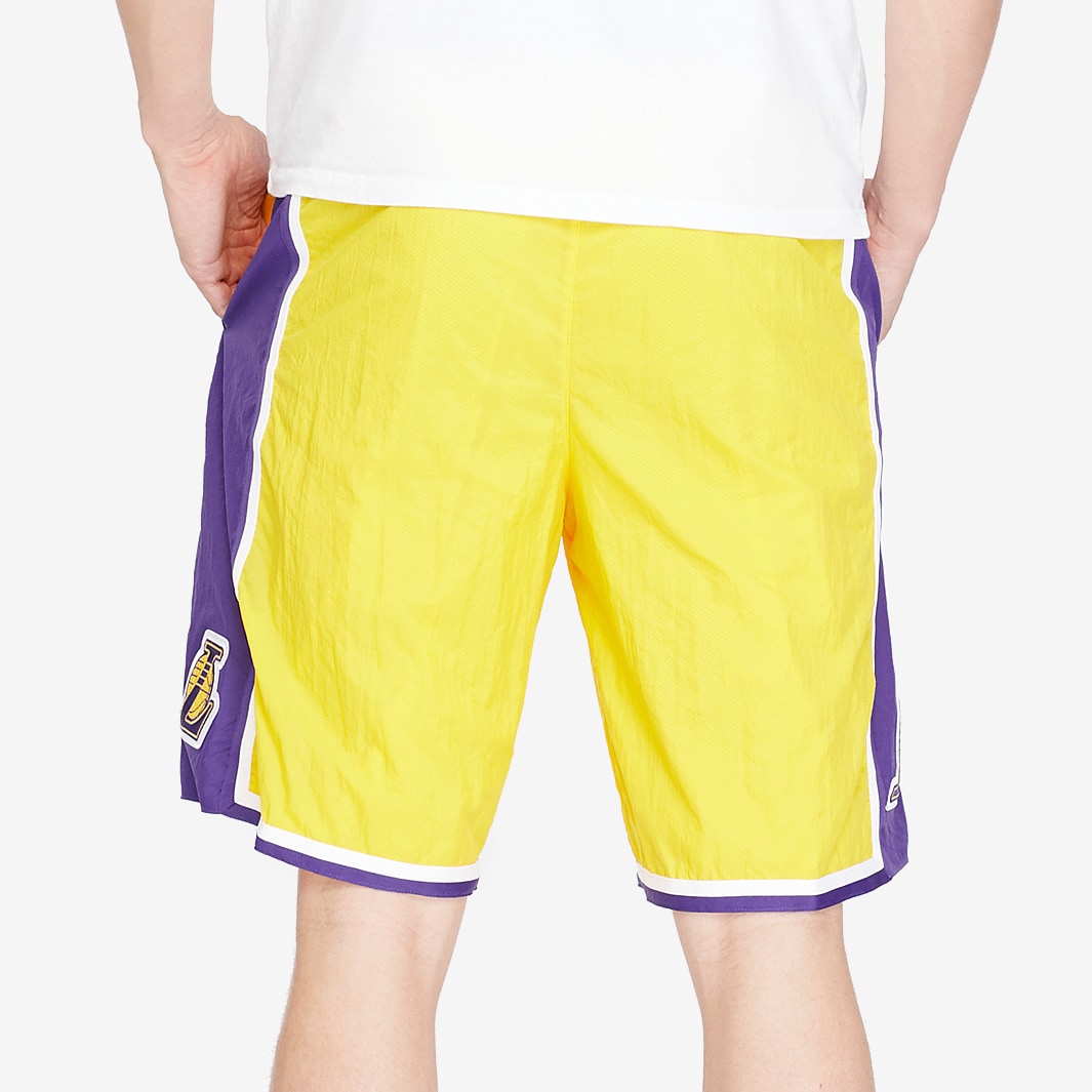 Nike Nba Los Angeles Lakers Courtside Heritage Short Amarillofield Purplewhite Mens Replica 