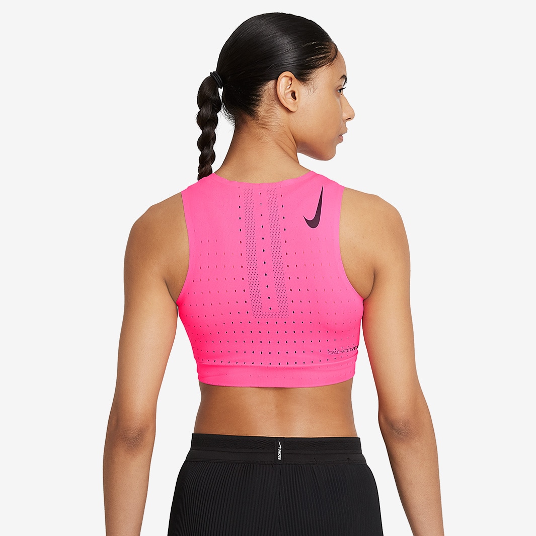 Nike Womens Dri-FIT Aeroswift Crop Top - Hyper Pink/Black - Womens Clothing