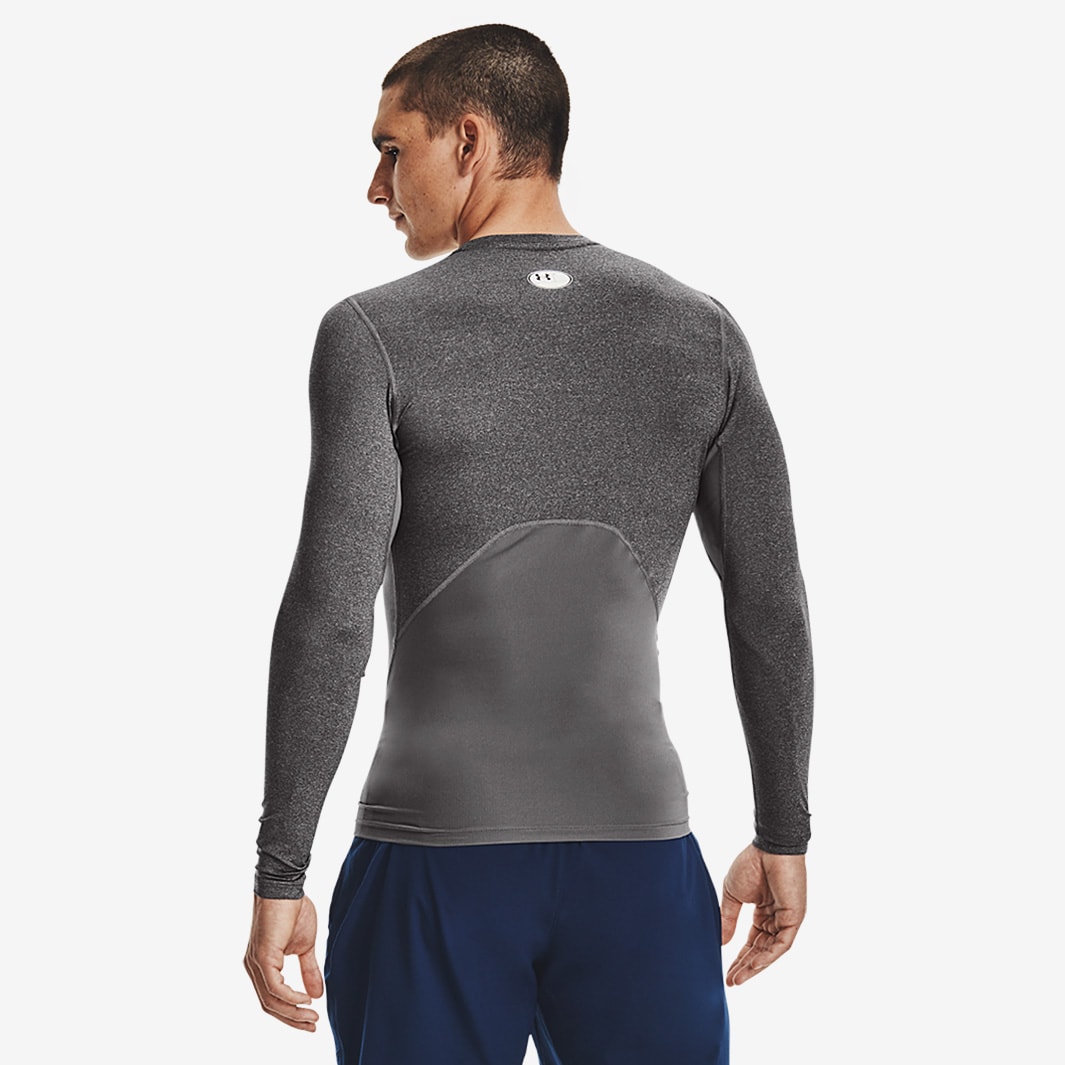 Under Armour Heat Gear Langarm Kompressionsshirt Carbon Heather Schwarz Herren Funktionsbekleidung Pro Direct Soccer