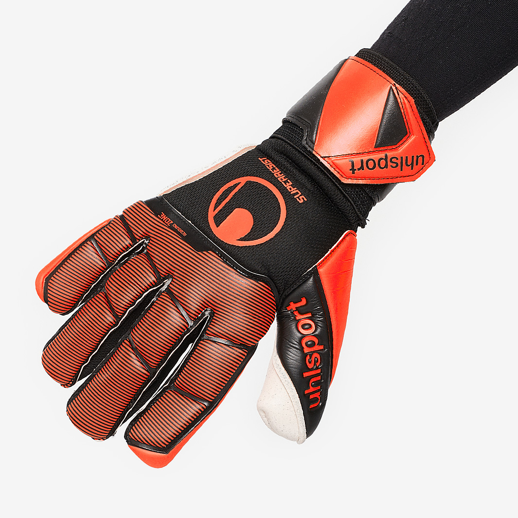 Uhlsport Herren Torwarthandschuhe Super Resist – Semi-Negative-Cut, Absolutgrip Latex, Mit Shockzonen