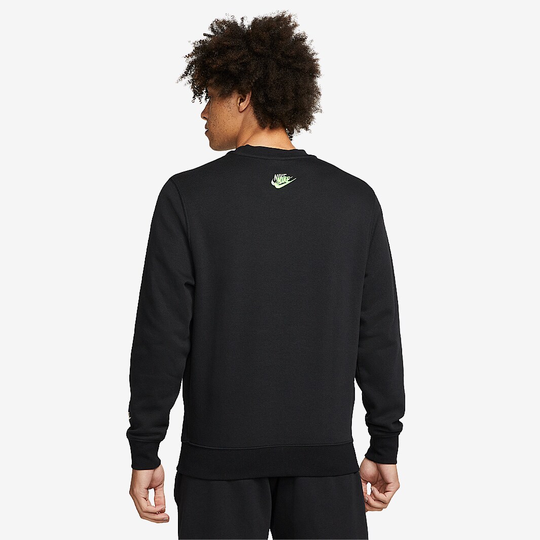 Nike Sportswear Sport Essentials+ Brushed Back Crew Black/Black Tops Mens Clothing