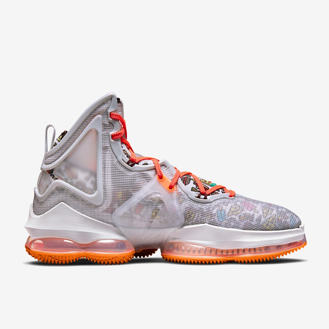 Nike LeBron 19 - Grey Fog/Roma Green/Total Orange - Mens Shoes