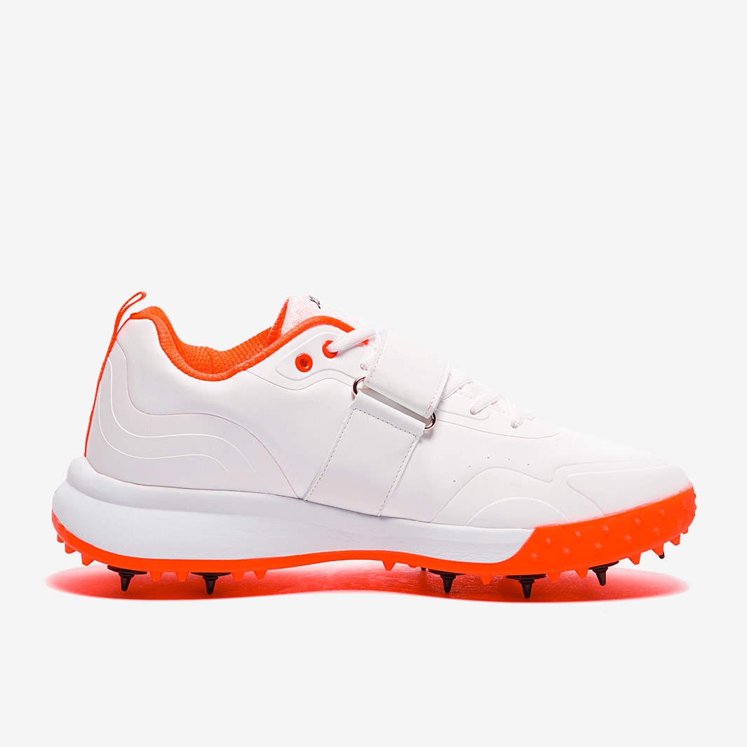 Payntr XPFP6 Cricket Spikes White/Orange Mens Shoes