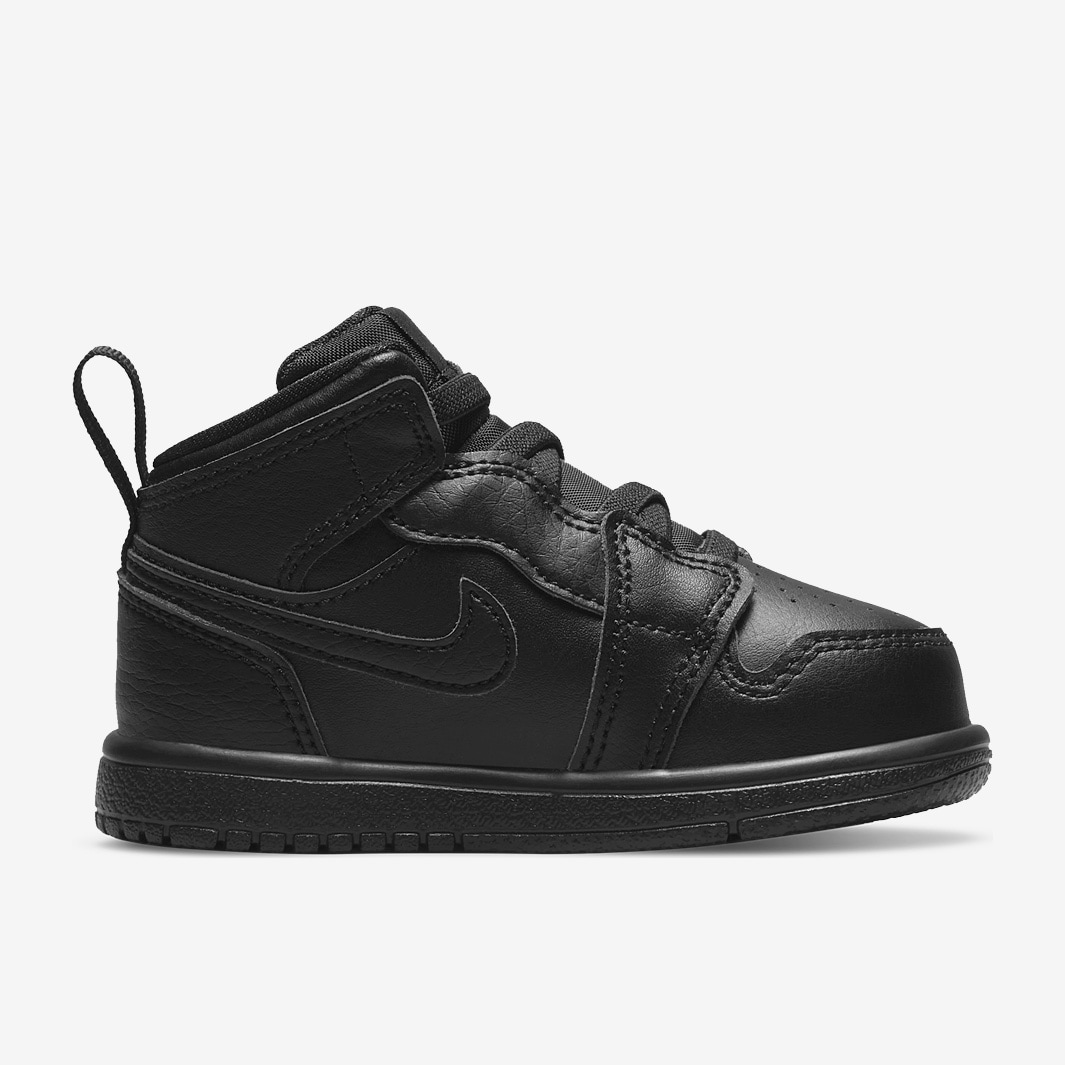 Boys Jordan 1 Mid (TD) Black/Black/Black Boys Shoes